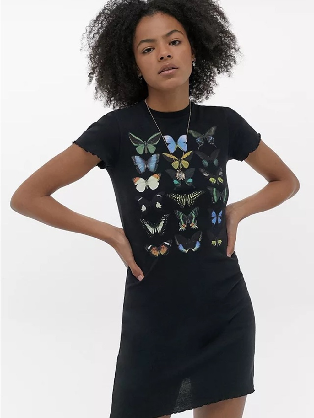 Urban Outfitters Black Butterfly Graphic Mini Dress